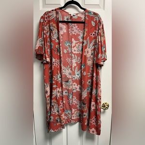 Maurices Floral Flutter Sleeve Kimono Size 1X